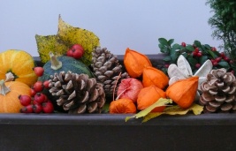 Podzimní dekorace do truhlíku