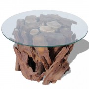 vidaXL Konferenční stolek masivního teak naplavené dřevo 60 cm