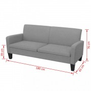 vidaXL 3místná pohovka 180 x 65 x 76 cm světle šedá