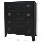 vidaXL Skříň se zásuvkami kovová industriální styl 78x40x93 cm černá