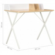 vidaXL Psací stůl bílý a přírodní odstín 80 x 50 x 84 cm