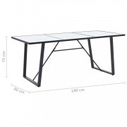 vidaXL Jídelní stůl bílý 180 x 90 x 75 cm tvrzené sklo