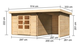 Dřevěný zahradní domek BASTRUP 5 s přístavkem Dekorhome