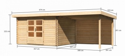 Dřevěný zahradní domek BASTRUP 7 s přístavkem Dekorhome