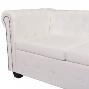 vidaXL Chesterfield rohová sedačka 6místná umělá kůže bílá