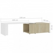 vidaXL Konferenční stolek bílý dub sonoma 150 x 50 x 35 cm dřevotříska