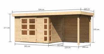Dřevěný zahradní domek KERKO 4 s přístavkem 240 Dekorhome