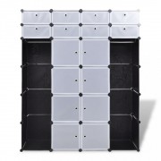 vidaXL Modulární skříň s 18 přihrádkami černobílá 37 x 146 x 180,5 cm
