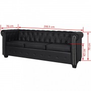 vidaXL Chesterfield pohovky dvojsedák a trojsedák umělá kůže černá