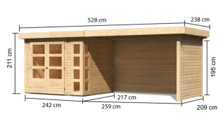 Dřevěný zahradní domek KERKO 3 s přístavkem 280 Dekorhome