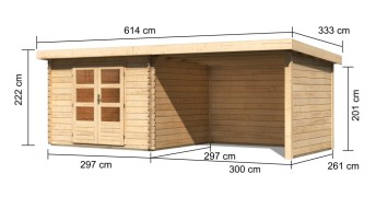 Dřevěný zahradní domek BASTRUP 5 s přístavkem Dekorhome