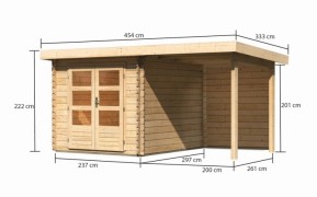 Dřevěný zahradní domek BASTRUP 4 s přístavkem Dekorhome