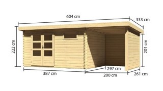 Dřevěný zahradní domek BASTRUP 8 s přístavkem Dekorhome