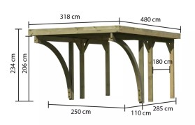Dřevěný přístřešek / carport CLASSIC 1C Dekorhome
