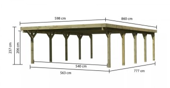 Dřevěný přístřešek / carport CLASSIC 3A Dekorhome