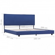 vidaXL Rám postele modrý textil 180 x 200 cm