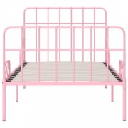 vidaXL Rám postele s laťkovým roštem růžový kov 90 x 200 cm