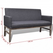 vidaXL Lavice polstrovaná, textil a kaučukovník, tmavě šedá