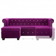 vidaXL Rohová pohovka Chesterfield samet 199 x 142 x 72 cm fialová