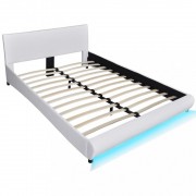 vidaXL Postel s matrací z paměťové pěny LED bílá umělá kůže 140x200 cm