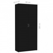 vidaXL Úložná skříň černá 80 x 35,5 x 180 cm dřevotříska