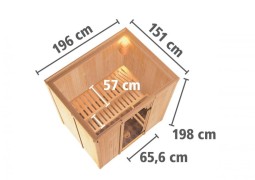 Interiérová finská sauna 196x151 cm s kamny 3,6 kW Dekorhome