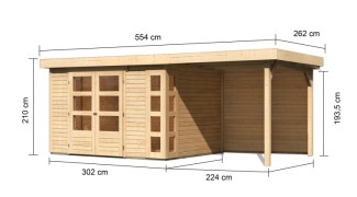 Dřevěný zahradní domek KERKO 5 s přístavkem 240 Dekorhome