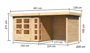 Dřevěný zahradní domek KERKO 3 s přístavkem 240 Dekorhome