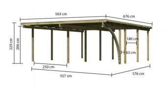 Dřevěný dvojitý přístřešek / carport ECO 2B Dekorhome