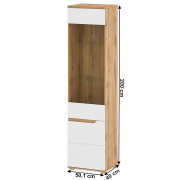 VINCO VITRINA A2 DUB WOTAN+VYSOKY LESK HG BIELA