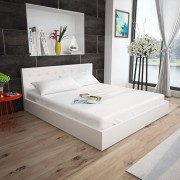 vidaXL Rám postele s úložným prostorem bílý umělá kůže 140 x 200 cm