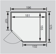 Interiérová finská sauna 196x170 cm s kamny 3,6 kW Dekorhome
