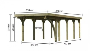 Dřevěný přístřešek / carport CLASSIC 3B Dekorhome