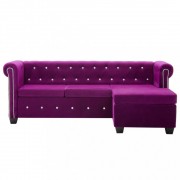 vidaXL Rohová pohovka Chesterfield samet 199 x 142 x 72 cm fialová
