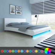 vidaXL Postel s matrací LED bílá umělá kůže 180 x 200 cm