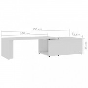 vidaXL Konferenční stolek bílý vysoký lesk 150x50x35 cm dřevotříska