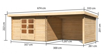 Dřevěný zahradní domek BASTRUP 7 s přístavkem Dekorhome