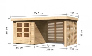 Dřevěný zahradní domek ASKOLA 2 s přístavkem Dekorhome