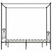 vidaXL Postel s nebesy šedá kovová 160 x 200 cm