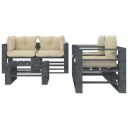 vidaXL 5dílná zahradní sedací souprava z palet + krémové podušky dřevo