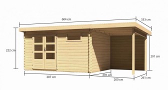 Dřevěný zahradní domek BASTRUP 8 s přístavkem Dekorhome