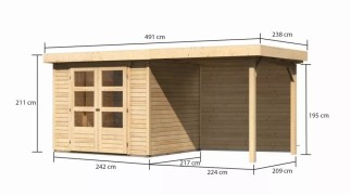 Dřevěný zahradní domek ASKOLA 3 s přístavkem 240 Dekorhome