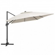 vidaXL Konzolový slunečník LED a hliníková tyč 400x300 cm pískový
