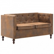 vidaXL Sedací souprava Chesterfield 3 ks textil hnědá semišový vzhled