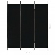 vidaXL 3dílný paraván černý 150 x 180 cm