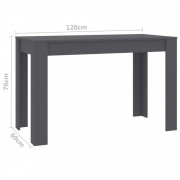 vidaXL Jídelní stůl šedý s vysokým leskem 120 x 60 x 76 cm dřevotříska