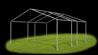 Skladový stan 4x5x2m střecha PVC 580g/m2 boky PVC 500g/m2 konstrukce LÉTO-barva šedá