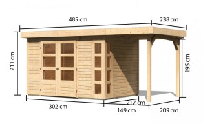 Dřevěný zahradní domek KERKO 4 s přístavkem 150 Dekorhome