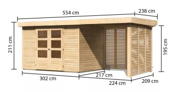 Dřevěný zahradní domek ASKOLA 4 s přístavkem Dekorhome