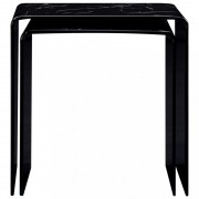 vidaXL Hnízdové stolky 2 ks černý mramor 42x42x41,5 cm tvrzené sklo